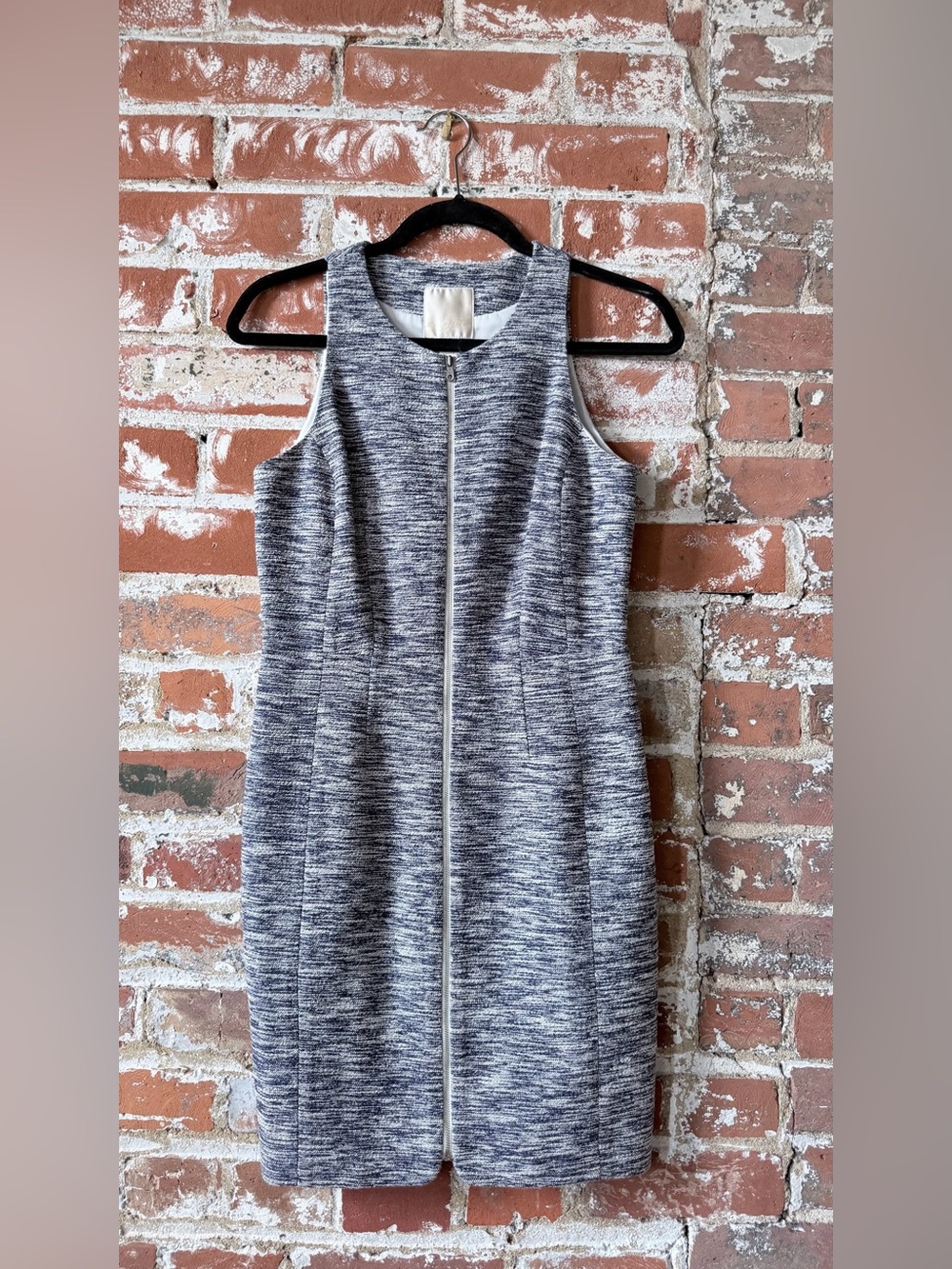 Mcginn Heather Blue Zip-Front Sheath Dress